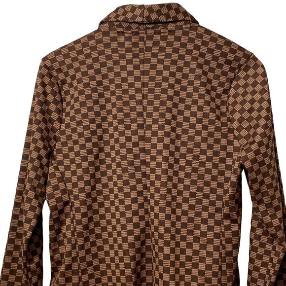 NWT Hippie Rose Jacket M/L Brown Checkerboard Stretch Knit Blazer - Picture 6 of 14